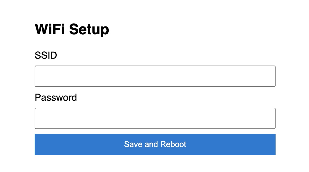 WiFi Provisioning Page displayed by the ESP32