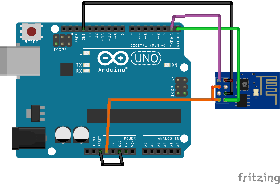 wiring diagram for programming an esp8266 with arduino