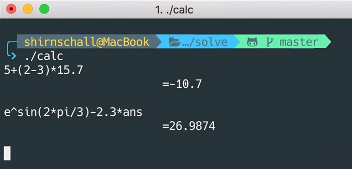 C++ calculator console application